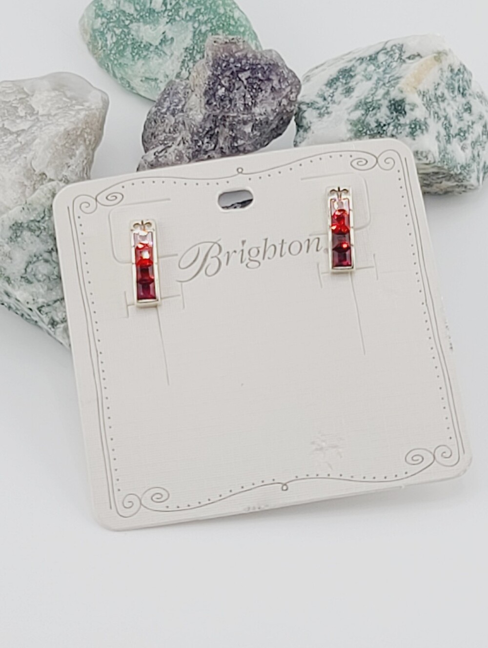 $62 New On Card! Brighton "Spectrum Red" RARE Posts w Swarokski Ombre Crystals!